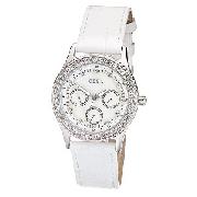 Oasis Ladies' Multi-Functional Dial White Strap Watch