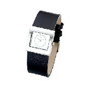 Oasis Ladies' Wide Black Strap Watch