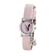Playboy Ladies' Pink Leather Strap Watch