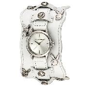 Playboy Ladies' Stone-Set White Cuff Watch