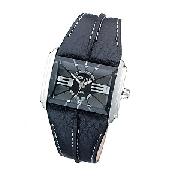 Police Men's Rectangular Black Dial and Black Strap Watch