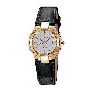Seiko Ladies' Round Dial and Black Leather Strap Watch