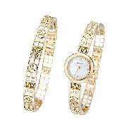 Sekonda Ladies' Gold-Plated Watch and Bracelet Set