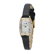 Accurist Ladies' Stone-Set Leather Strap Watch