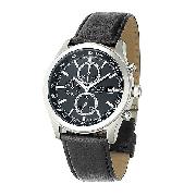 Accurist Men's Chronograph Black Leather Strap Watch