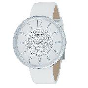 DKNY Ladies' Swarovski Crystal White Leather Strap Watch