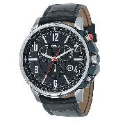 DKNY Men's Black Leather Strap Chronograph Watch