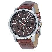 DKNY Men's Brown Leather Strap Chronograph Watch