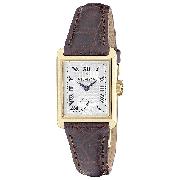 Dreyfuss and Co Ladies' 18ct Gold Brown Leather Strap Watch