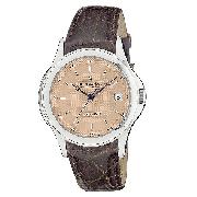 Dreyfuss and Co Men's Automatic Brown Leather Strap Watch