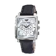 Emporio Armani Men's Black Leather Strap Watch