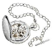 Jean Pierre Sterling Silver Double Hunter Pocket Watch