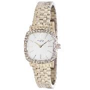 Rotary Ladies' Gold-Plated Crystal-Set Bracelet Watch