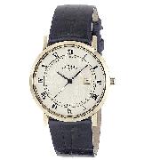 Rotary Windsor Men's Gold-Plated Leather Strap Watch