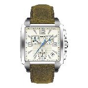 Tissot Quadrato Men's Chronograph Brown Leather Strap Watch