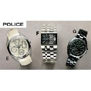Police Cream Leather Strap Watch