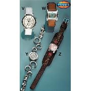 Fossil White Multi Dial Round Watch