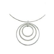 Fossil Steel Cubic Zirconia Circular Pendant